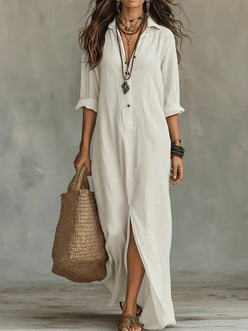 WILLOW | Vestido maxi sin esfuerzo con silueta favorecedora, versátil para el uso diario