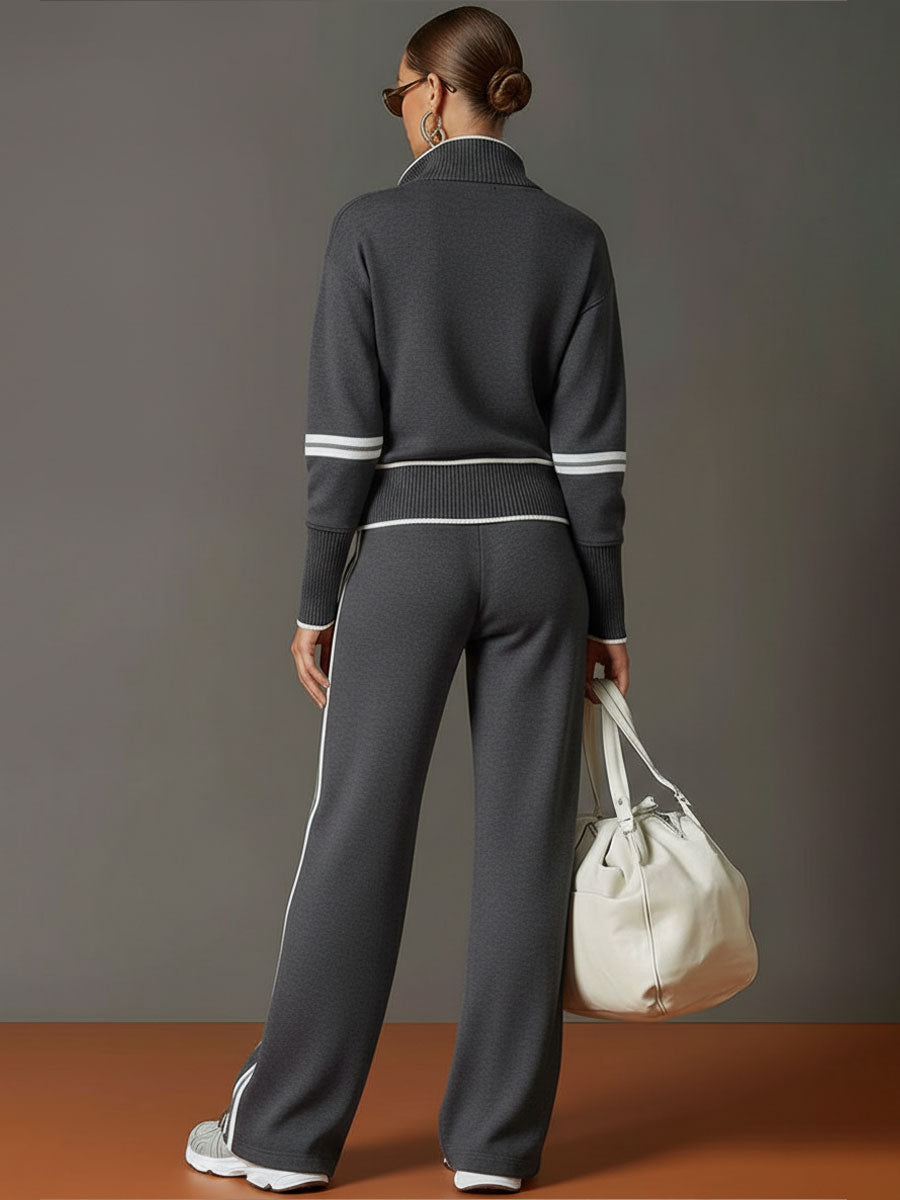 Priscilla - Conjunto deportivo elegante con sudadera de media cremallera