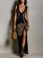 Vestido Estampado Bohemio con Profundo Escote en V