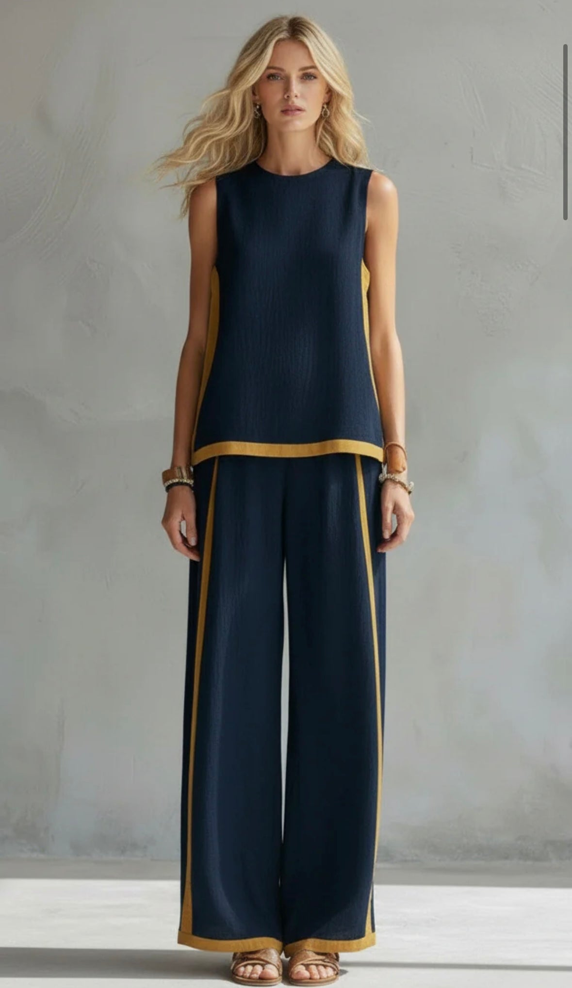 Leila - Conjunto elegante de algodón y lino