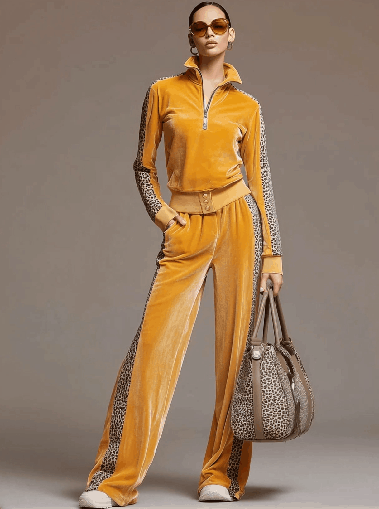 Nadzieja – conjunto de terciopelo eestampadodo leopardato