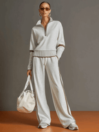 Priscilla - Conjunto deportivo elegante con sudadera de media cremallera
