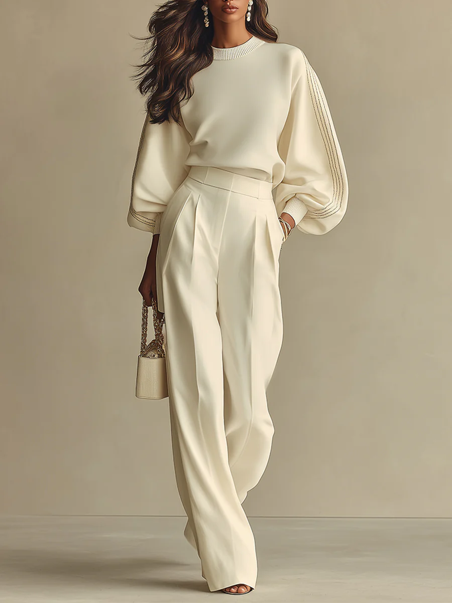 Selena – Conjunto de rayas con pantalones anchos