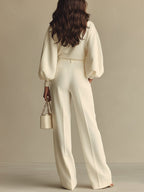 Selena – Conjunto de rayas con pantalones anchos