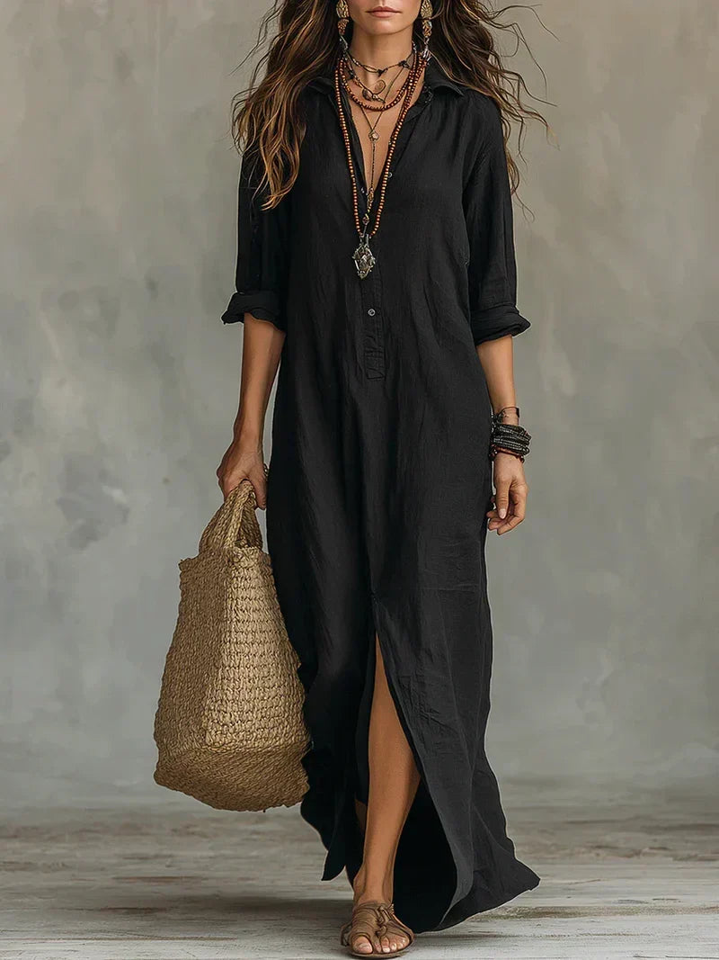WILLOW | Vestido maxi sin esfuerzo con silueta favorecedora, versátil para el uso diario