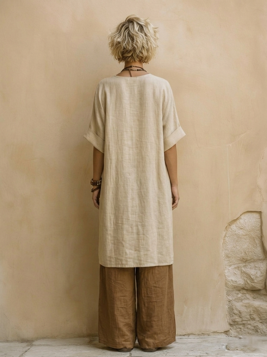 Giulia - Conjunto de tres piezas Bohemien nómada Gris Scuro y Marrón con Motivo Tribale