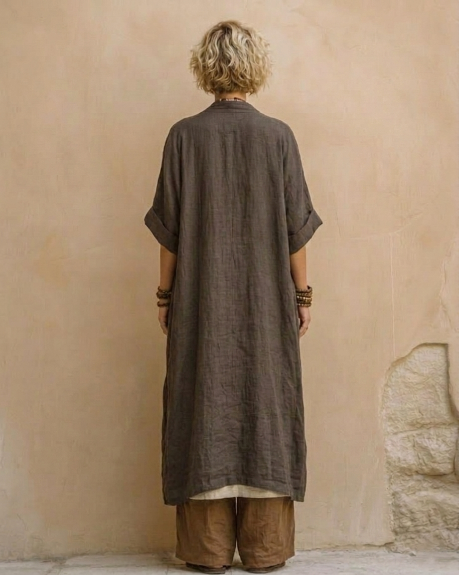 Giulia - Conjunto de tres piezas Bohemien nómada Gris Scuro y Marrón con Motivo Tribale