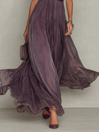 Vestido Maxi de Chifón Morado con Escote de Abertura