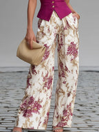 Set Chaleco Rosa y Pantalones Ampi a Flores