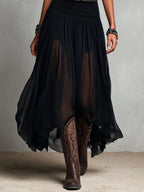 Set Top Negro y Falda Maxi en Tul