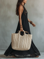 Vestido Maxi Negro sin Mangas con Encaje Bohemio