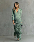 Chiara - Vestido elegante con mangas de flecos