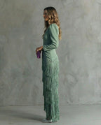 Chiara - Vestido elegante con mangas de flecos