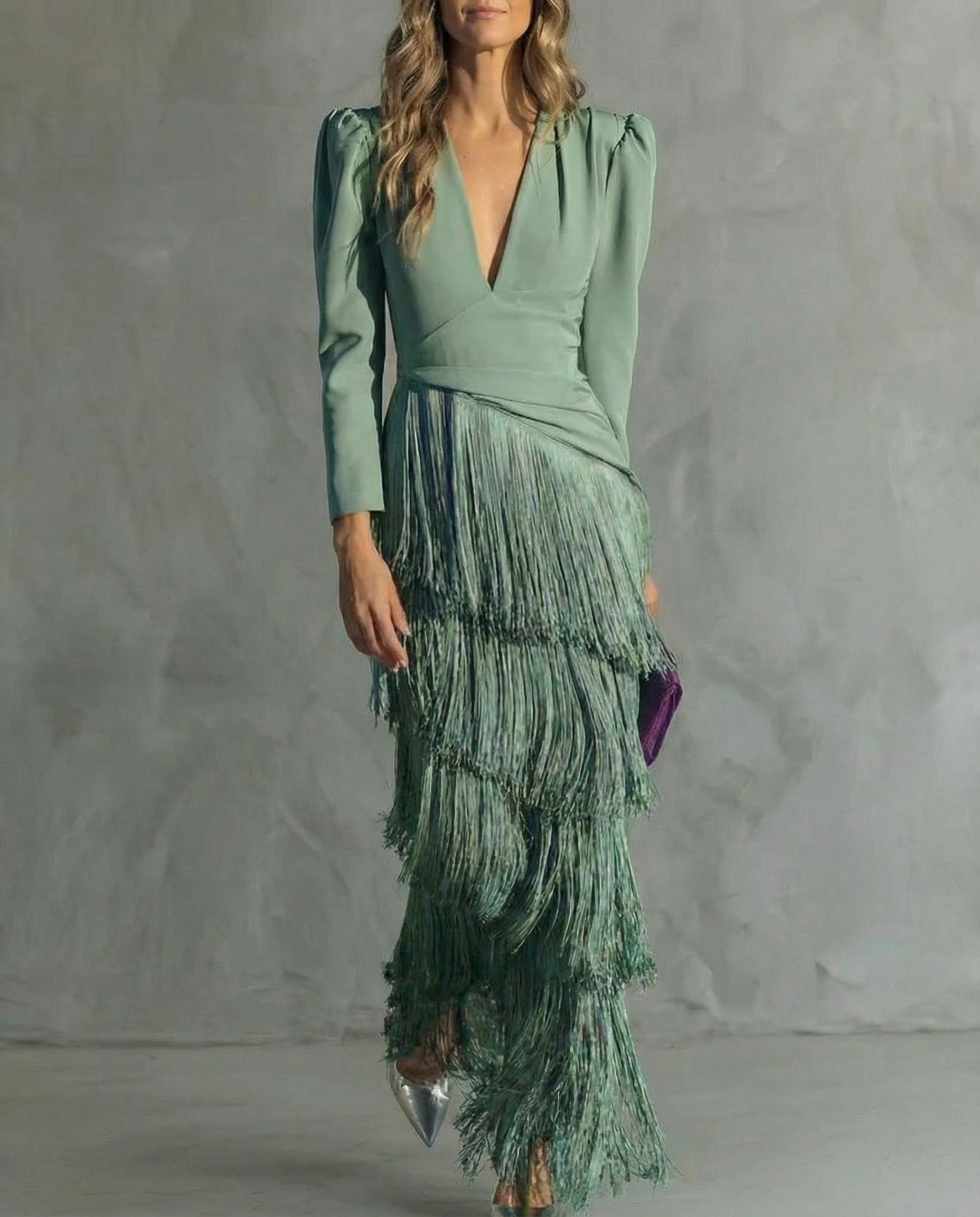 Chiara - Vestido elegante con mangas de flecos